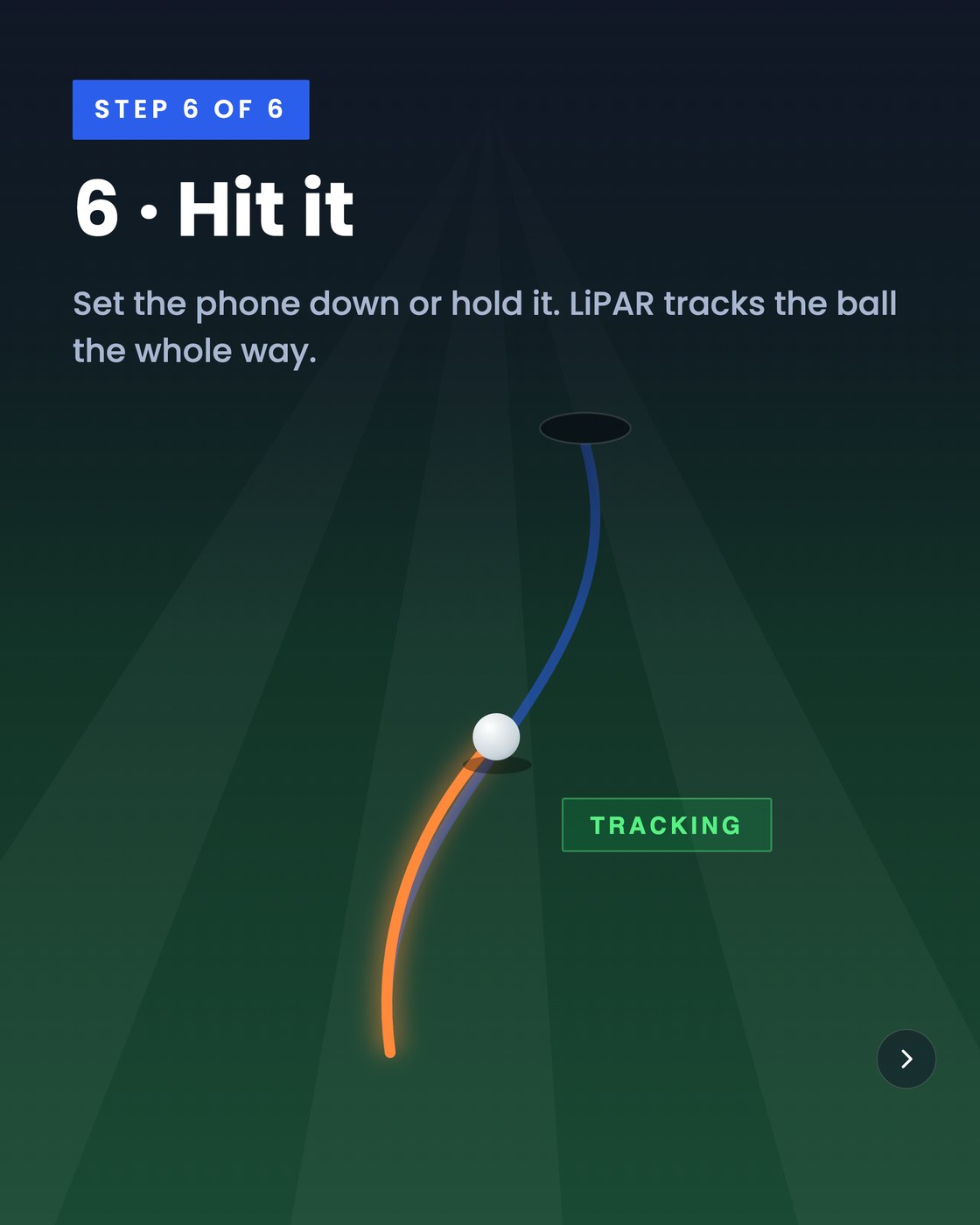 A mapped corridor between ball and cup with a progress meter at 74 percent